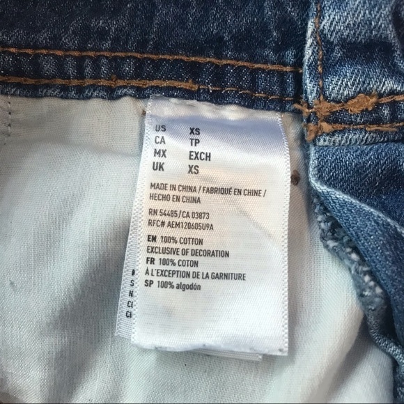 American Eagle Distressed Denim Overalls Shorts Shortalls XS EUC - Picture 10 of 11